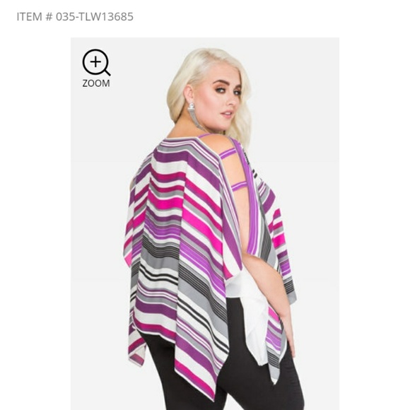 Striped chiffon poncho top - Picture 2 of 3